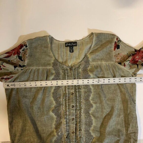 Gretty Zueger Women's Boho Floral Embroidered Blouse Tunic Top Size XL - Picture 9 of 11